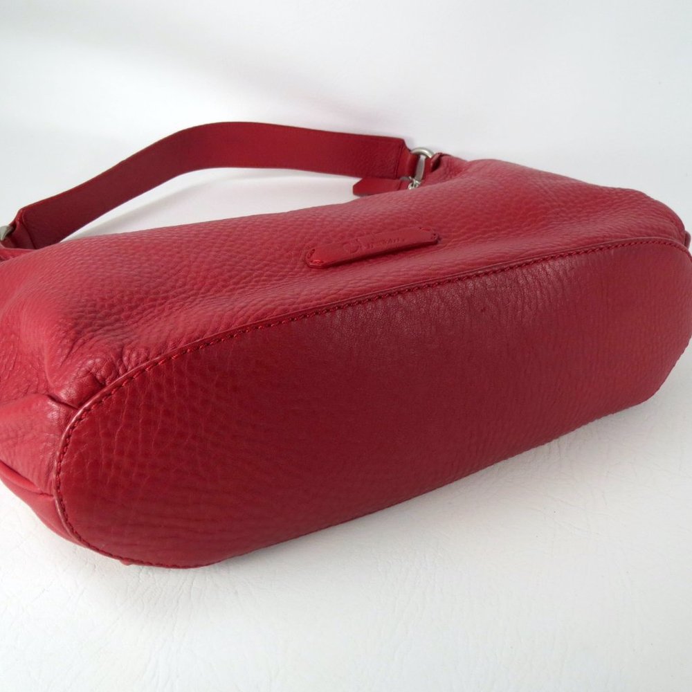 Cole Haan Red Pebbled Leather Hobo Shoulder Bag Slouch Purse Handbag - Picture 5 of 12
